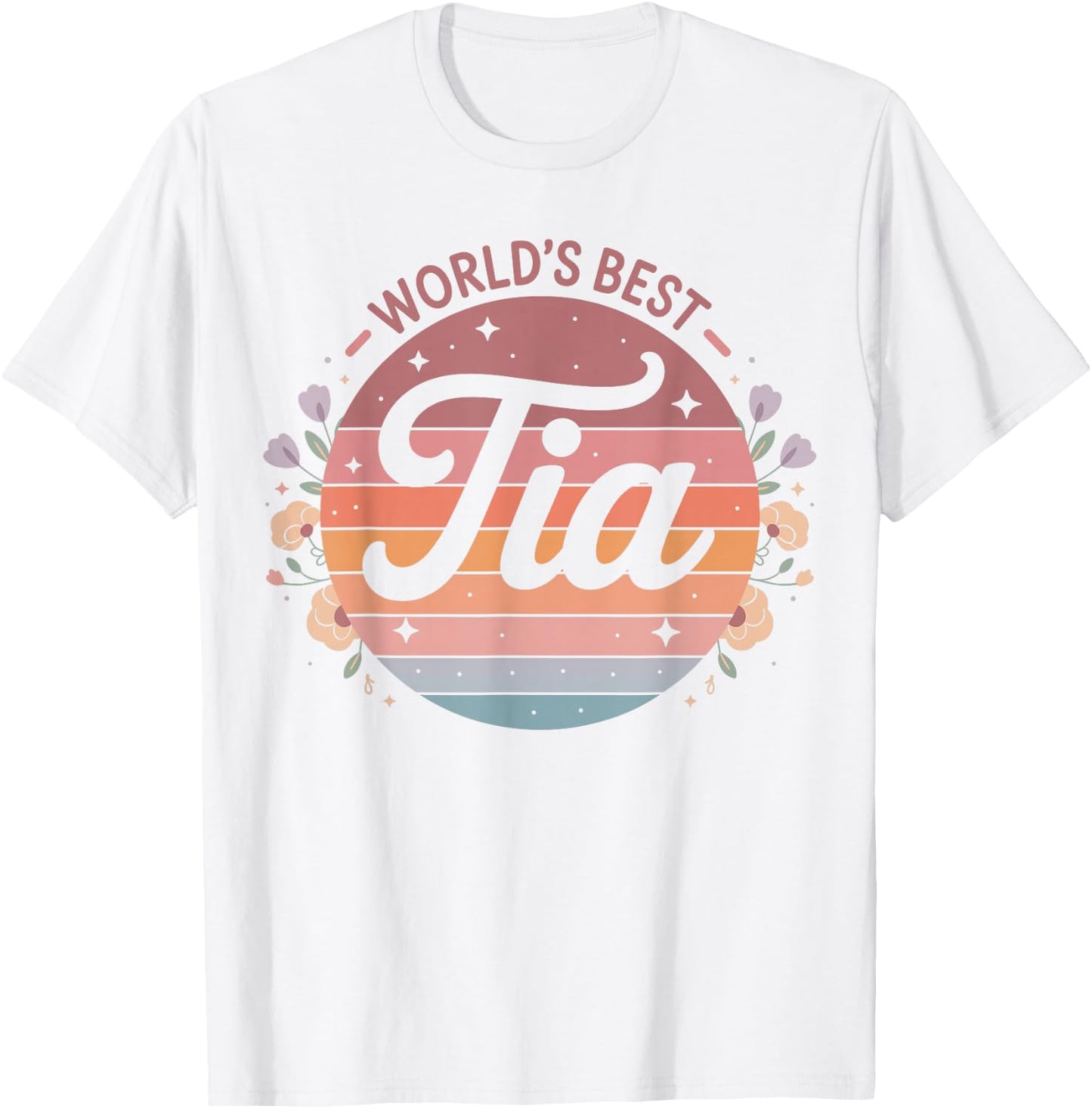 World's Best Tia Spanish Aunt Floral Flowers T-Shirt - T-Shirt | White