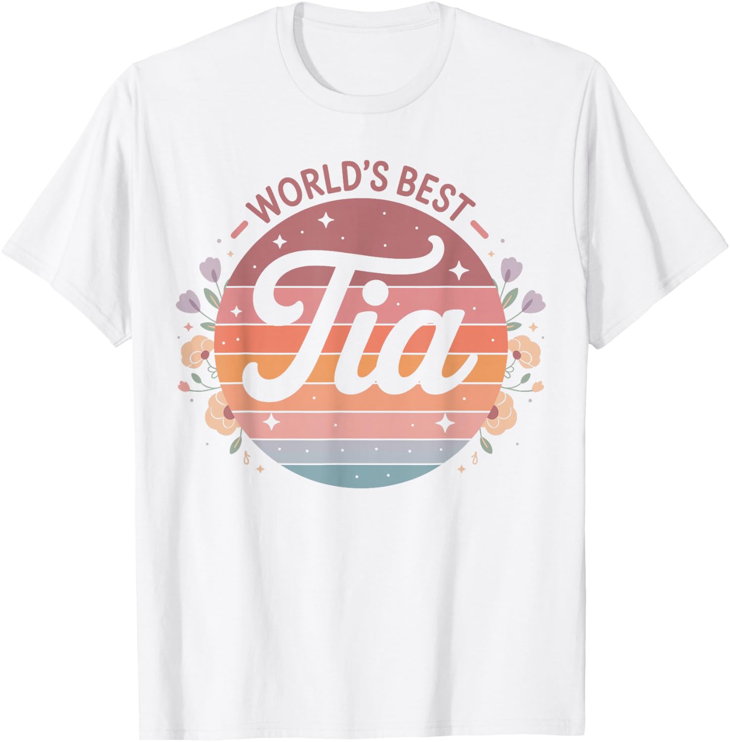 World's Best Tia Spanish Aunt Floral Flowers T-Shirt - T-Shirt | White