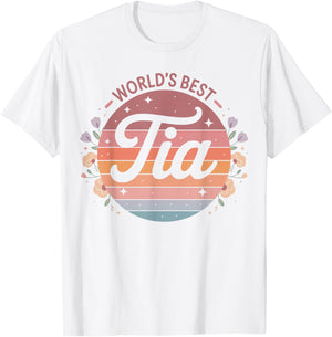 World's Best Tia Spanish Aunt Floral Flowers T-Shirt - T-Shirt | White