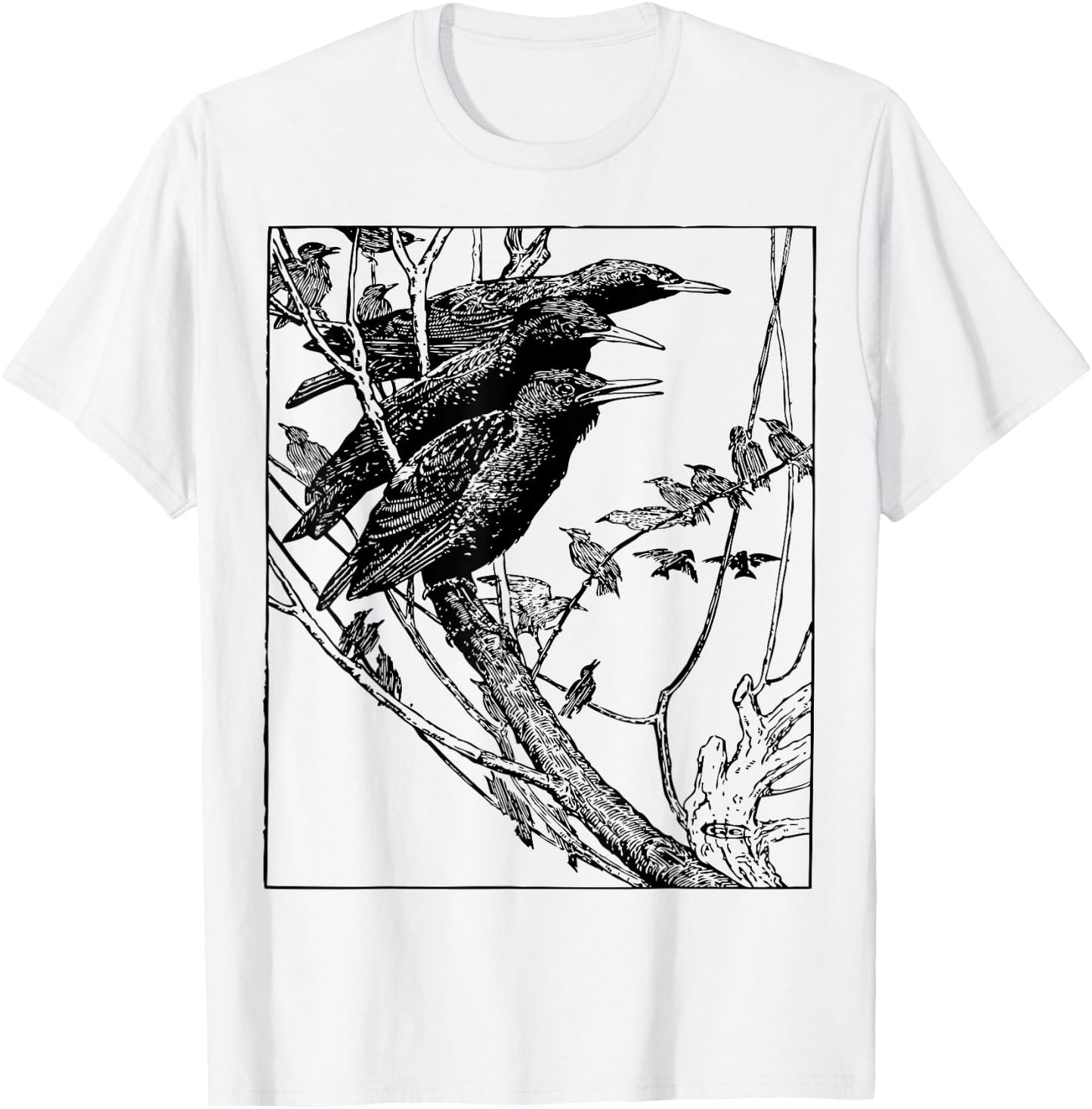 Starling Birds Birdwatcher T-Shirt - T-Shirt | White