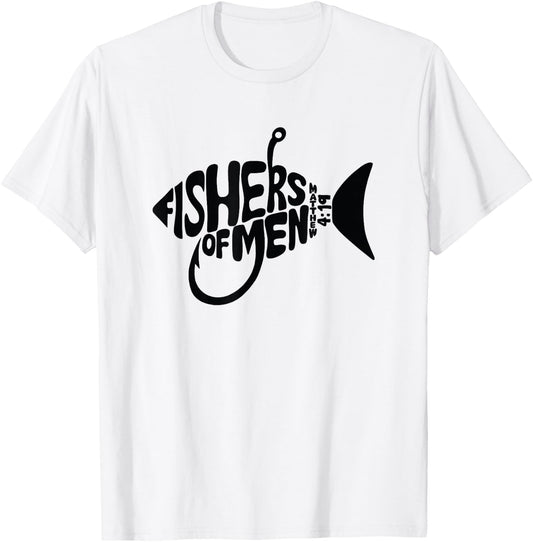 Christian Fishers of Men Religious Bible Verse T-Shirt - T-Shirt | White