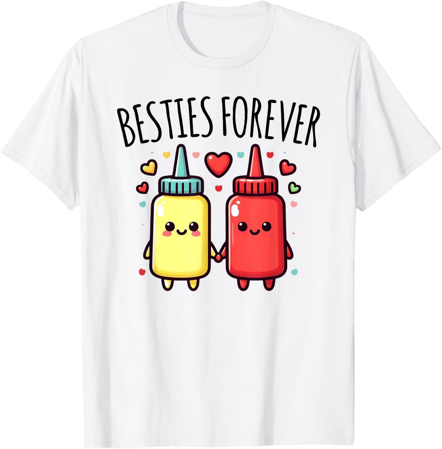 Kawaii Ketchup and Mustard Funny BFF Matching Best Friend T-Shirt - T-Shirt | White