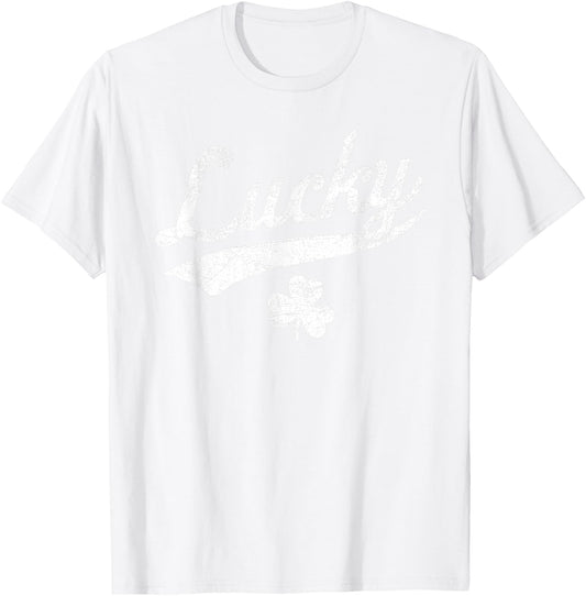 Cute Green Shamrock Lucky St Patricks Day T-Shirt - T-Shirt | White