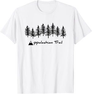 AT Appalachian Trail Hiking Mountain / Tree Graphic T-Shirt - T-Shirt | White