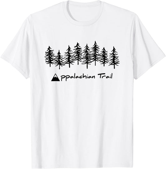 AT Appalachian Trail Hiking Mountain / Tree Graphic T-Shirt - T-Shirt | White