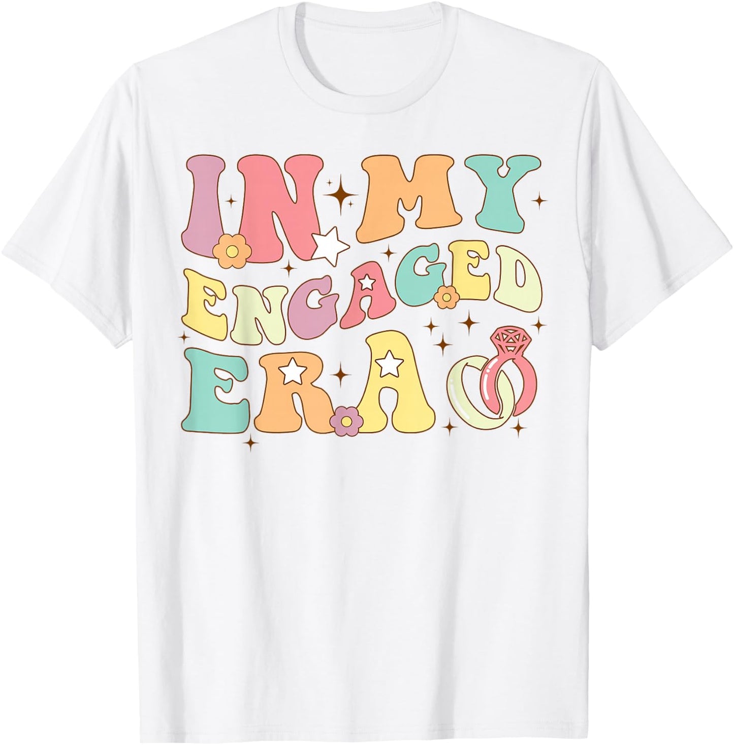 In My Engaged Era Fiance Floral Groovy Bachelorette Party T-Shirt - T-Shirt | White