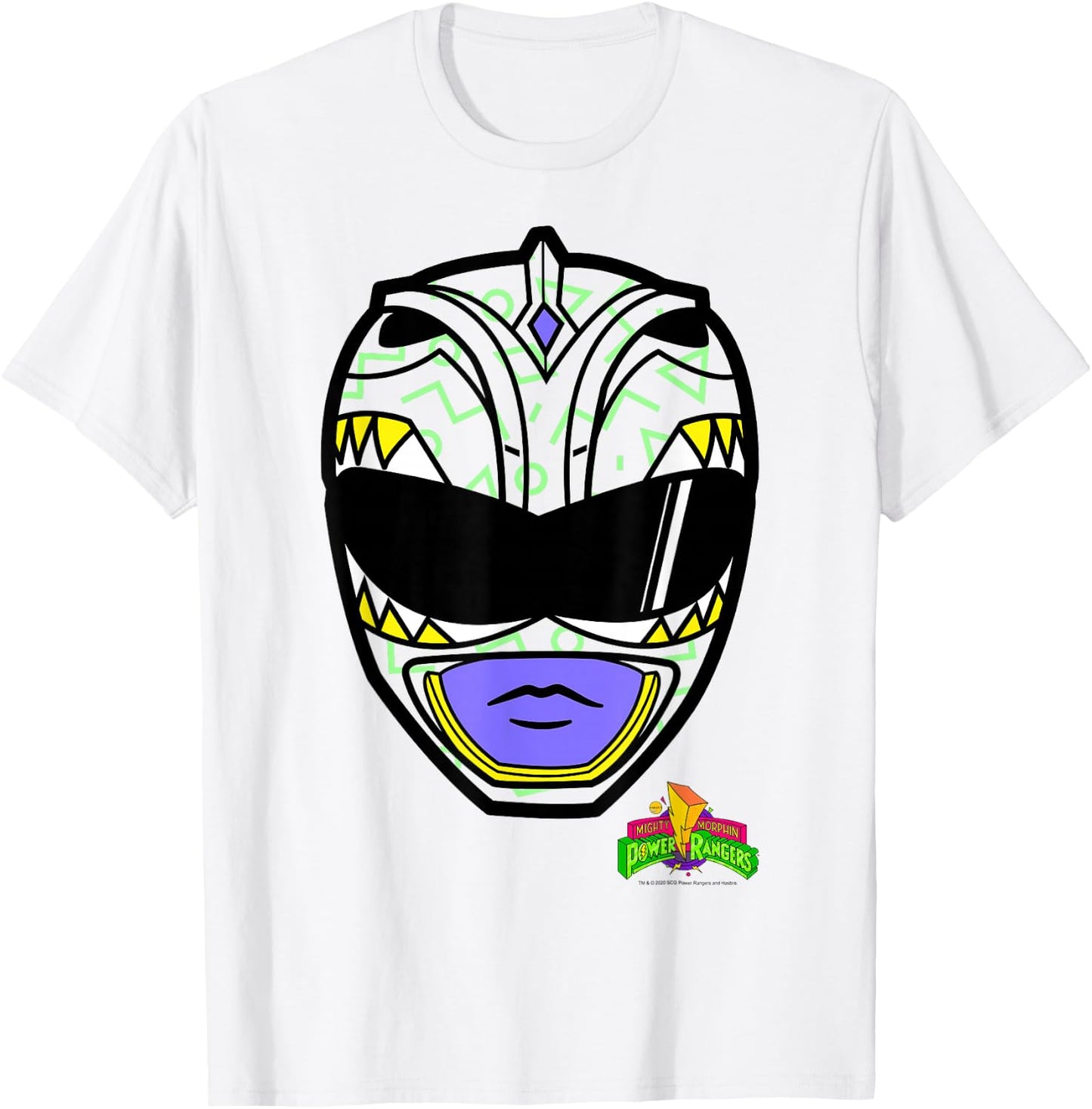 Power Rangers Green Ranger Retro Print Big Face T-Shirt - T-Shirt | White