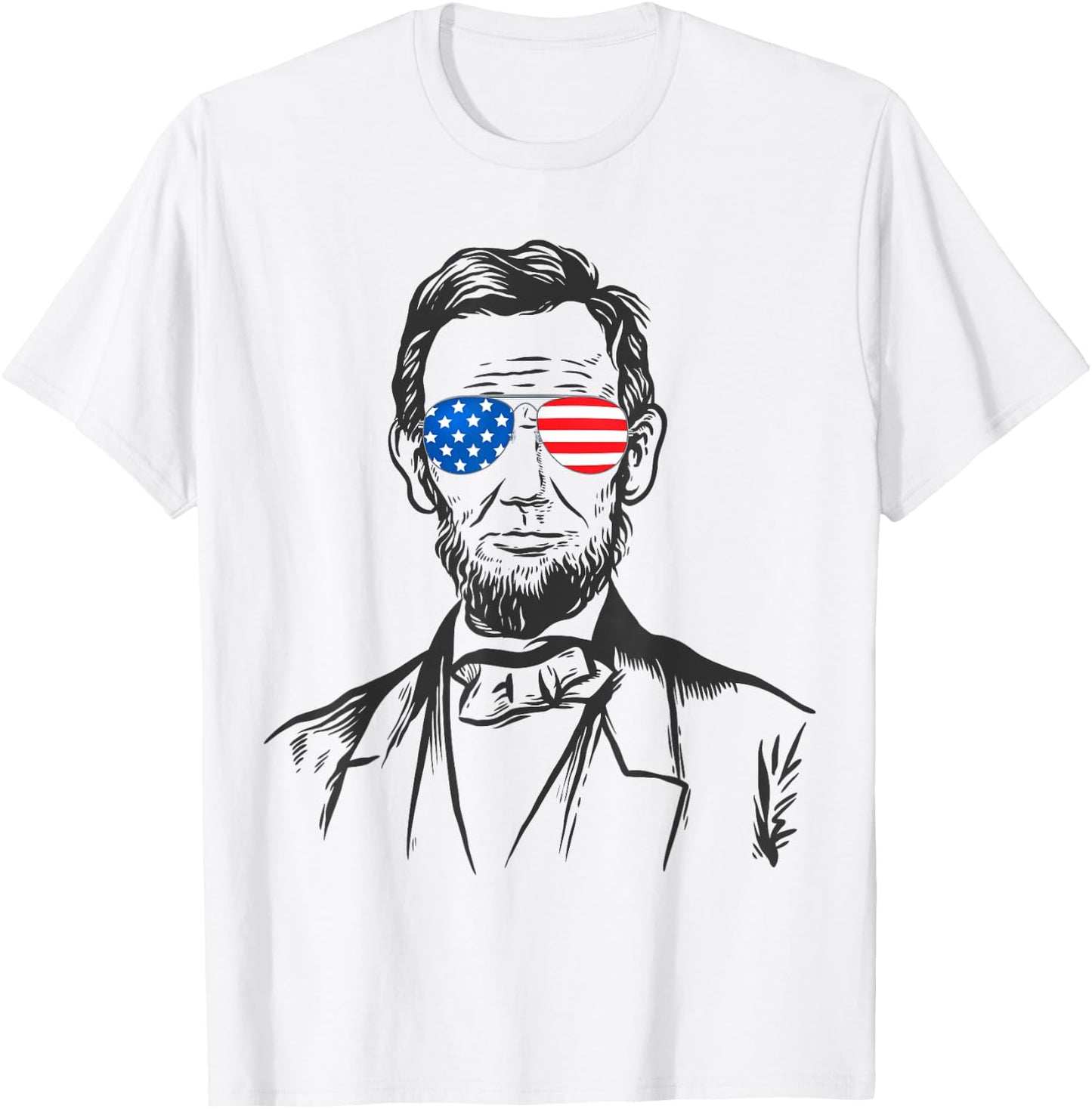 President Abraham Lincoln Portrait USA America Sunglasses T-Shirt - T-Shirt | White