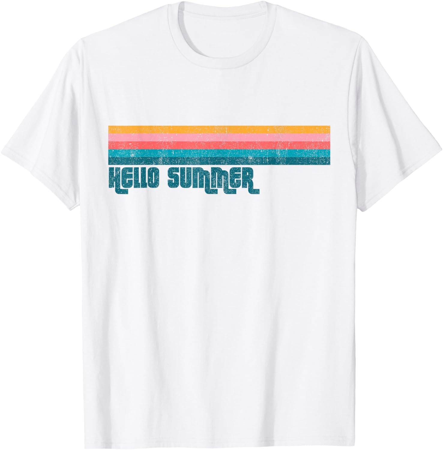 Vintage Hello Summer Retro Stripe Cute Beach Women's Gift T-Shirt - T-Shirt | White