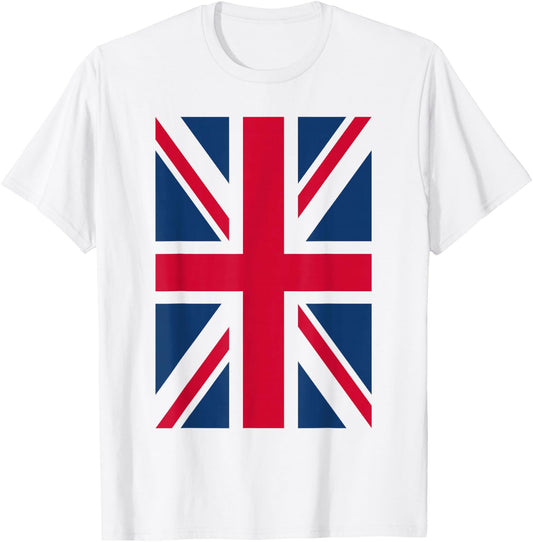 UK T Shirt Women Men | Cool Vertical British Union Jack Flag T-Shirt - T-Shirt | White