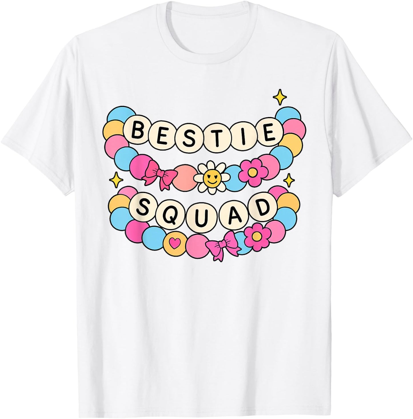 Bestie Squad Twinning Best Friend Matching Girls Bracelets T-Shirt - T-Shirt | White