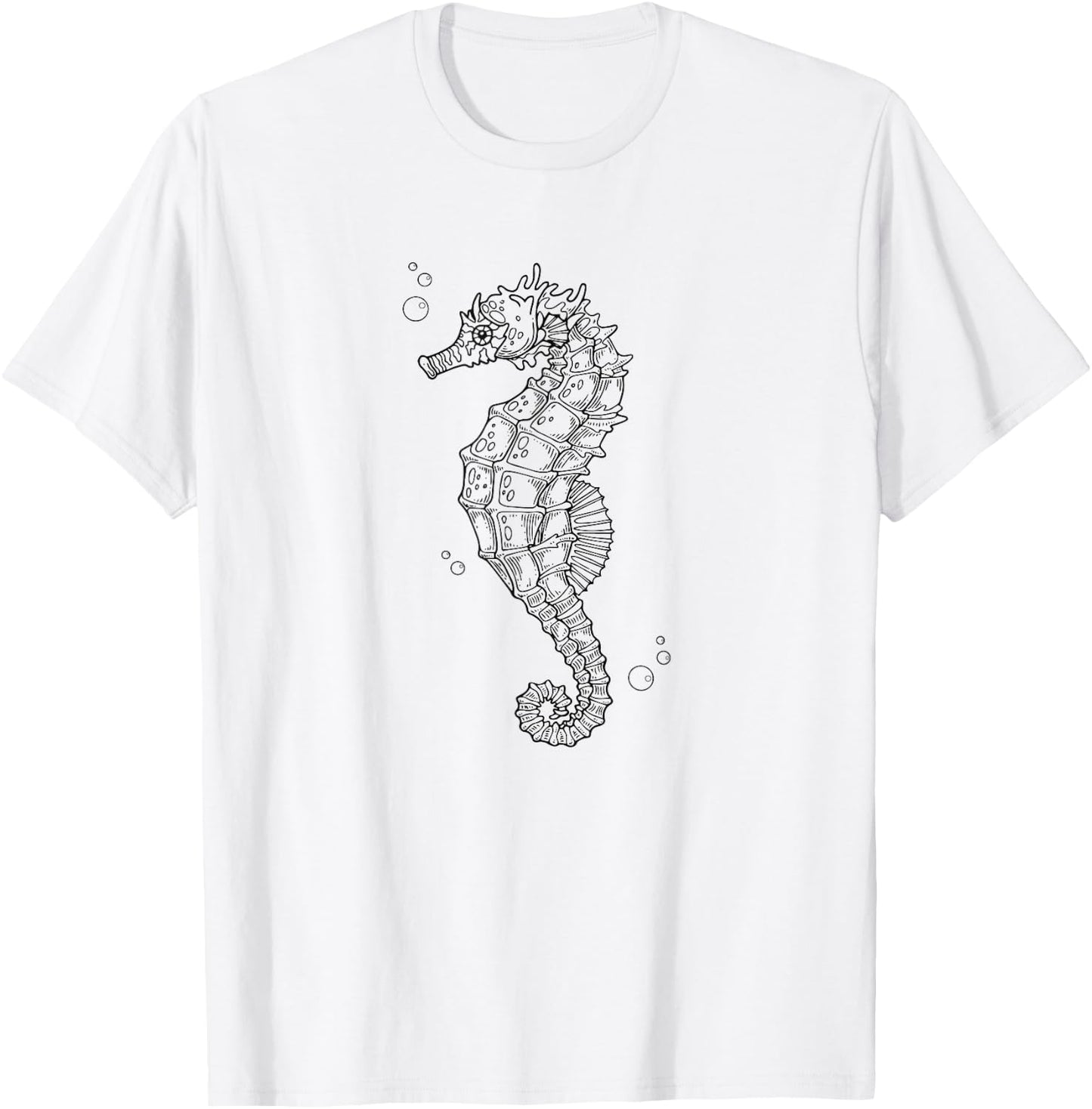 Retro Vintage Art Seahorse Lover T-Shirt - T-Shirt | White