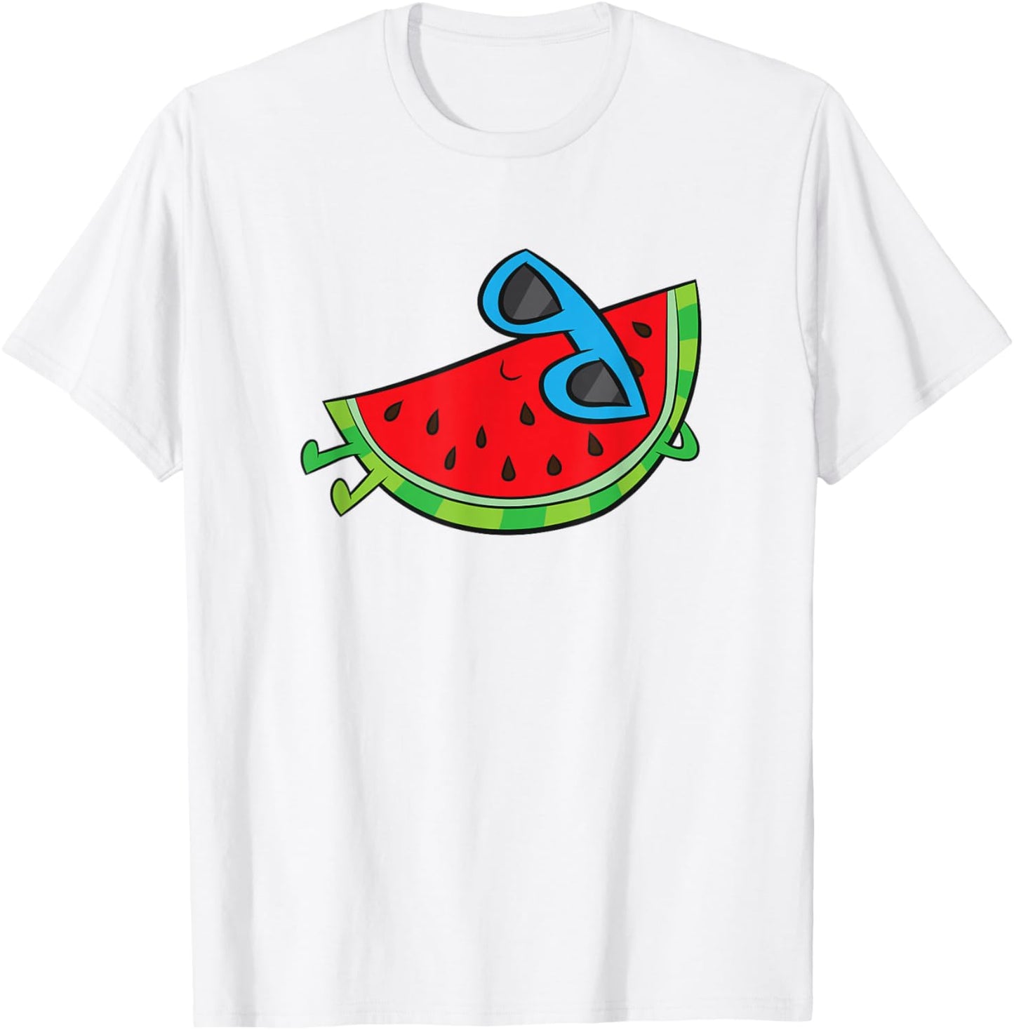 Cute Melon Summer Fruit Sunglasses On Watermelon T-Shirt - T-Shirt | White
