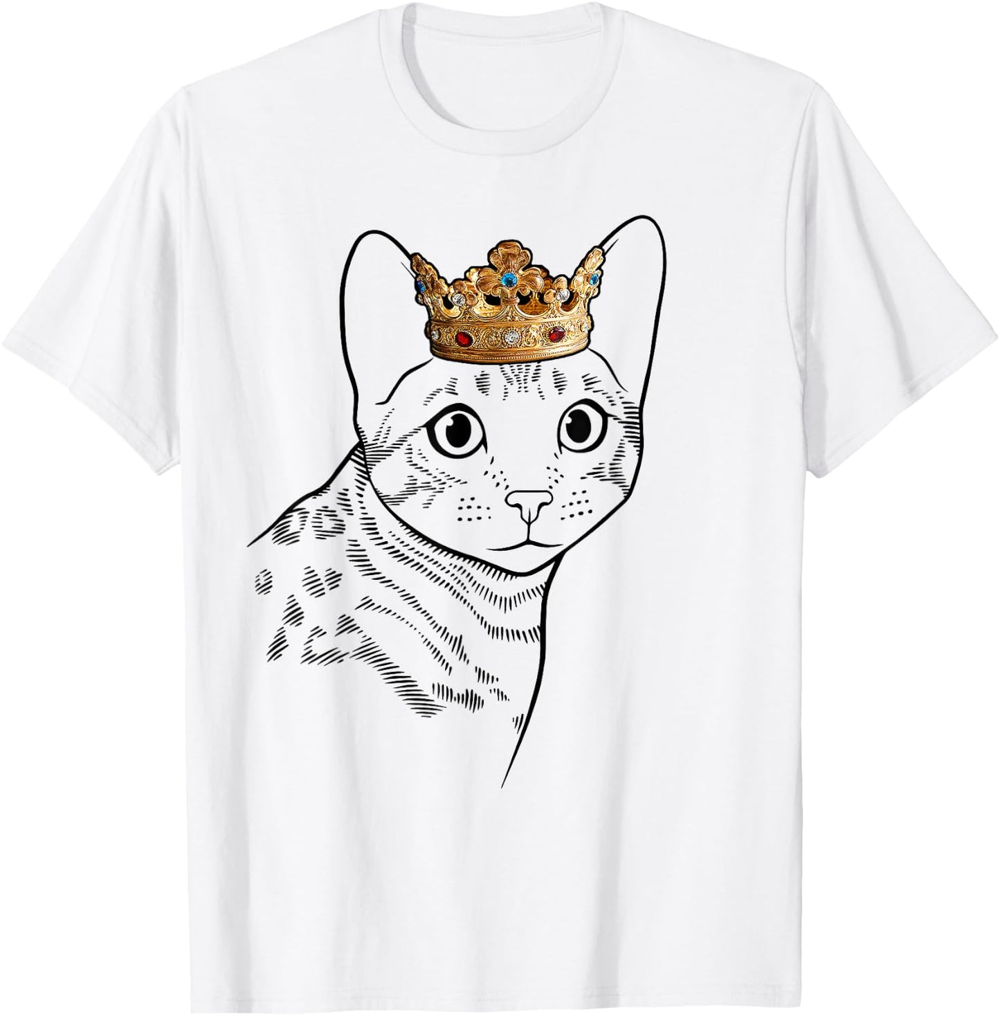 Bengal Cat Wearing Crown Men Women Girls Kids T-Shirt - T-Shirt | White