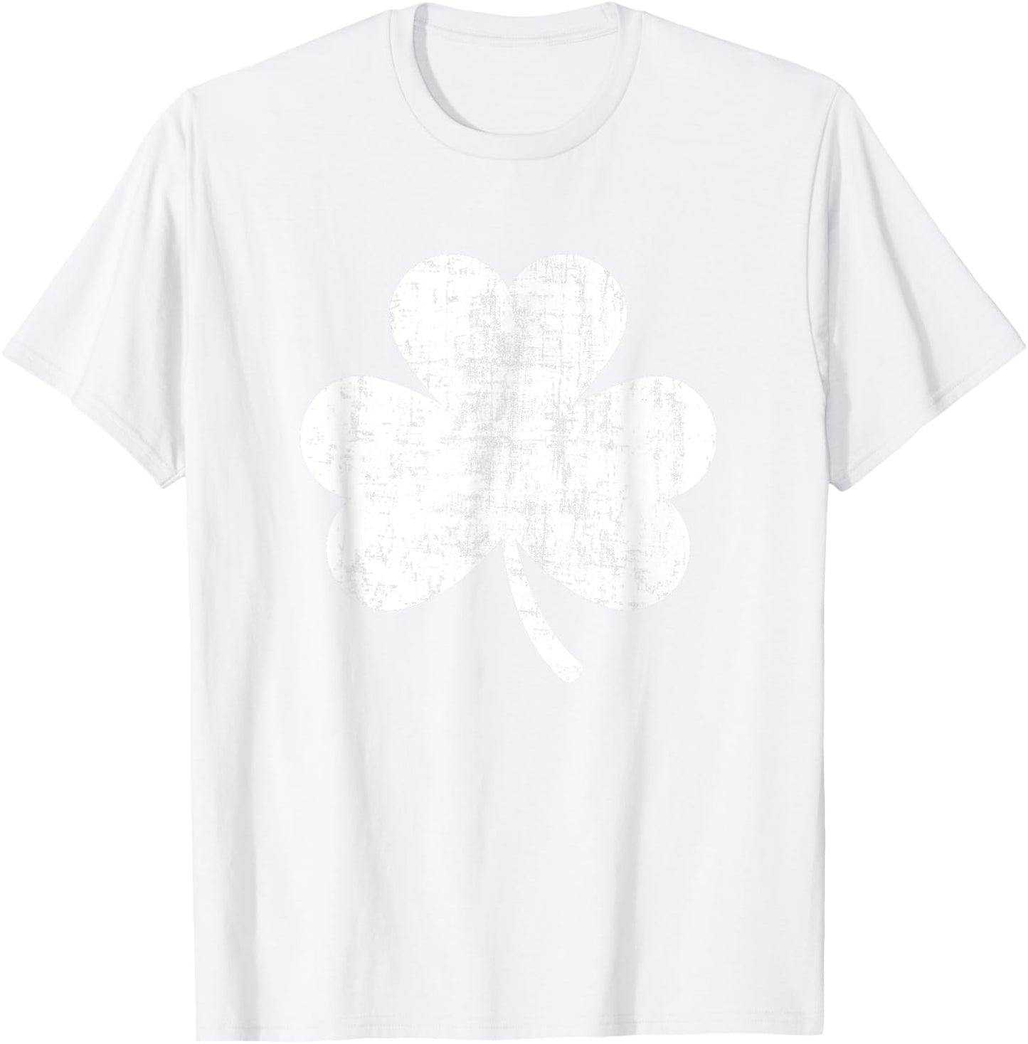 Shamrock Retro Distressed Three Leaf Clover St Patricks Day T-Shirt - T-Shirt | White