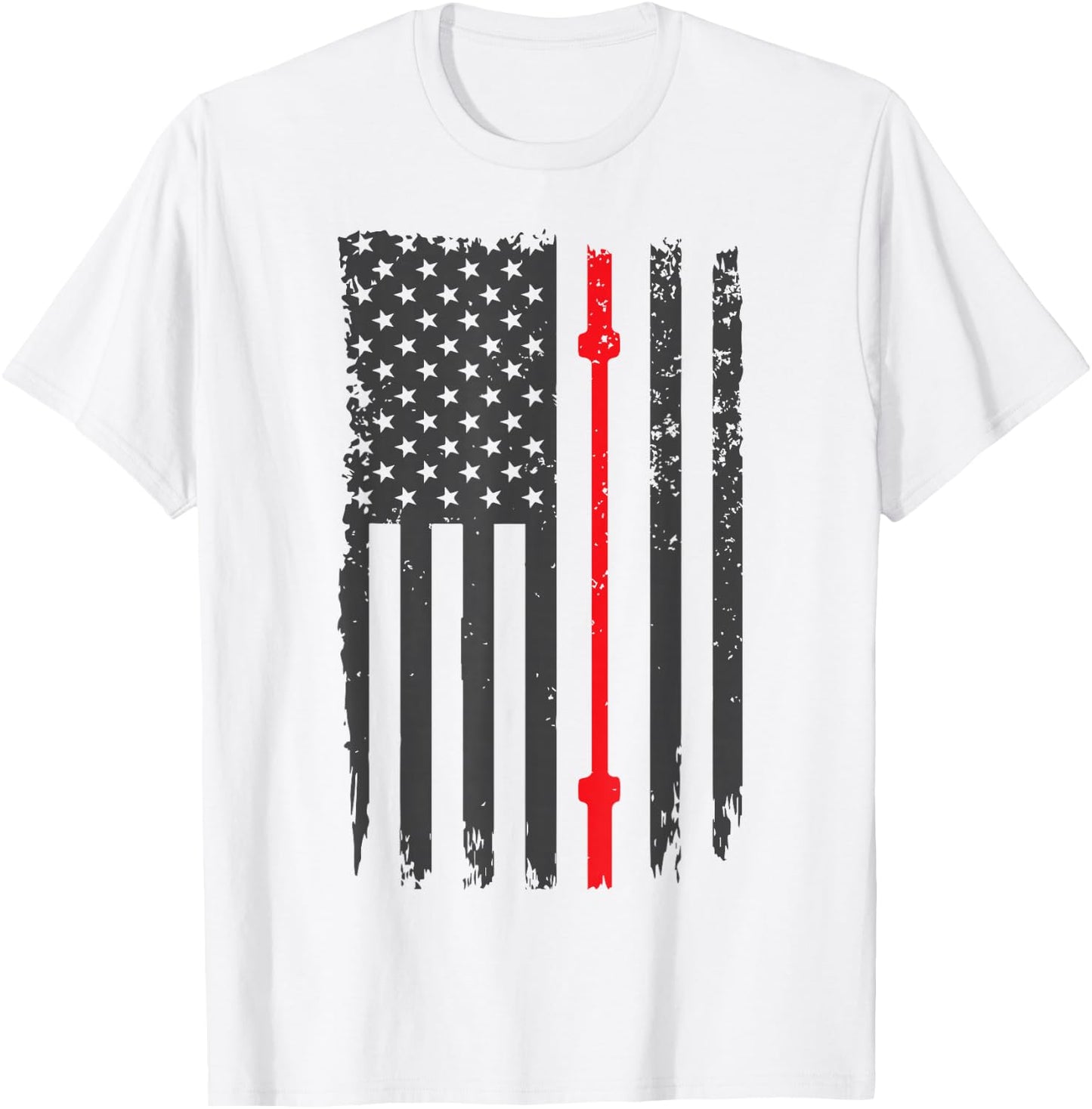US American Flag Fitness Gym Barbell Powerlifting Patriotic T-Shirt - T-Shirt | White
