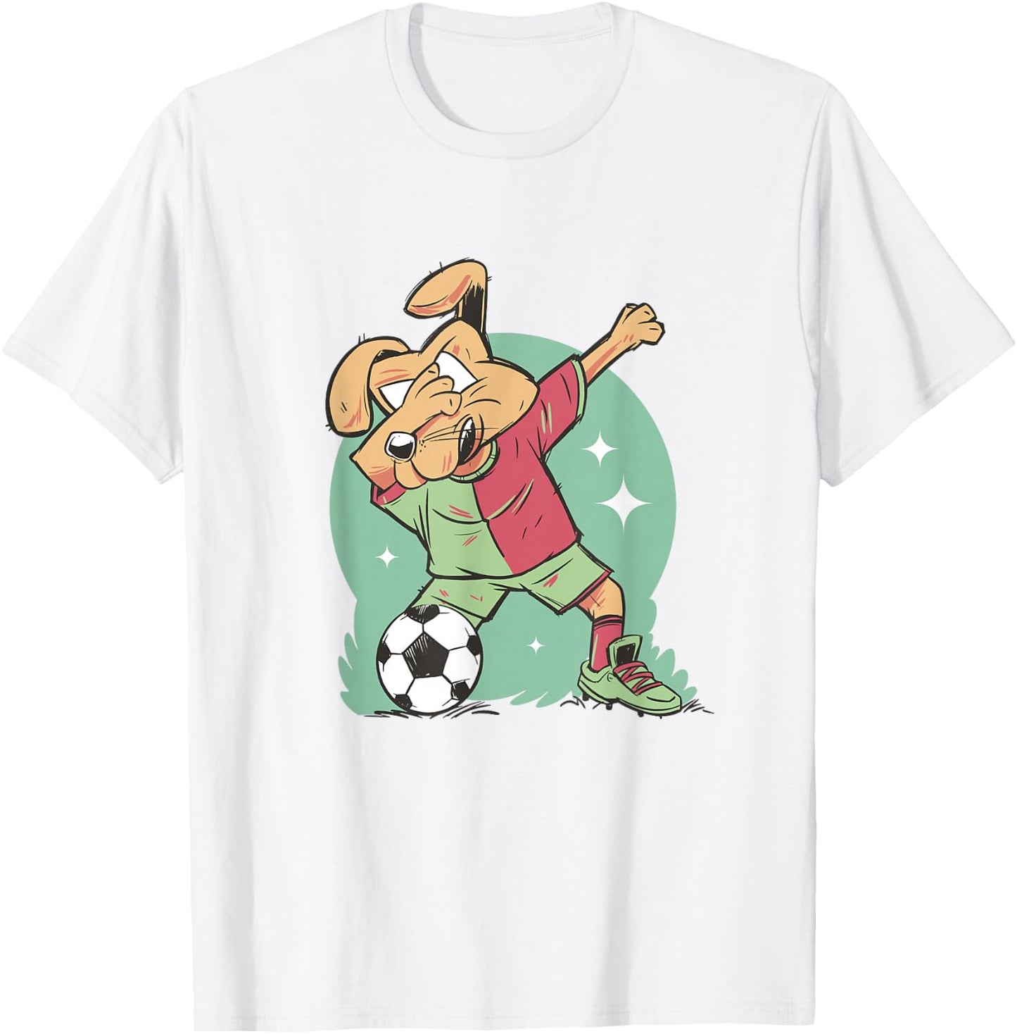 Dog Playing Soccer And Dabbing Sport Funny Football T-Shirt - T-Shirt | White