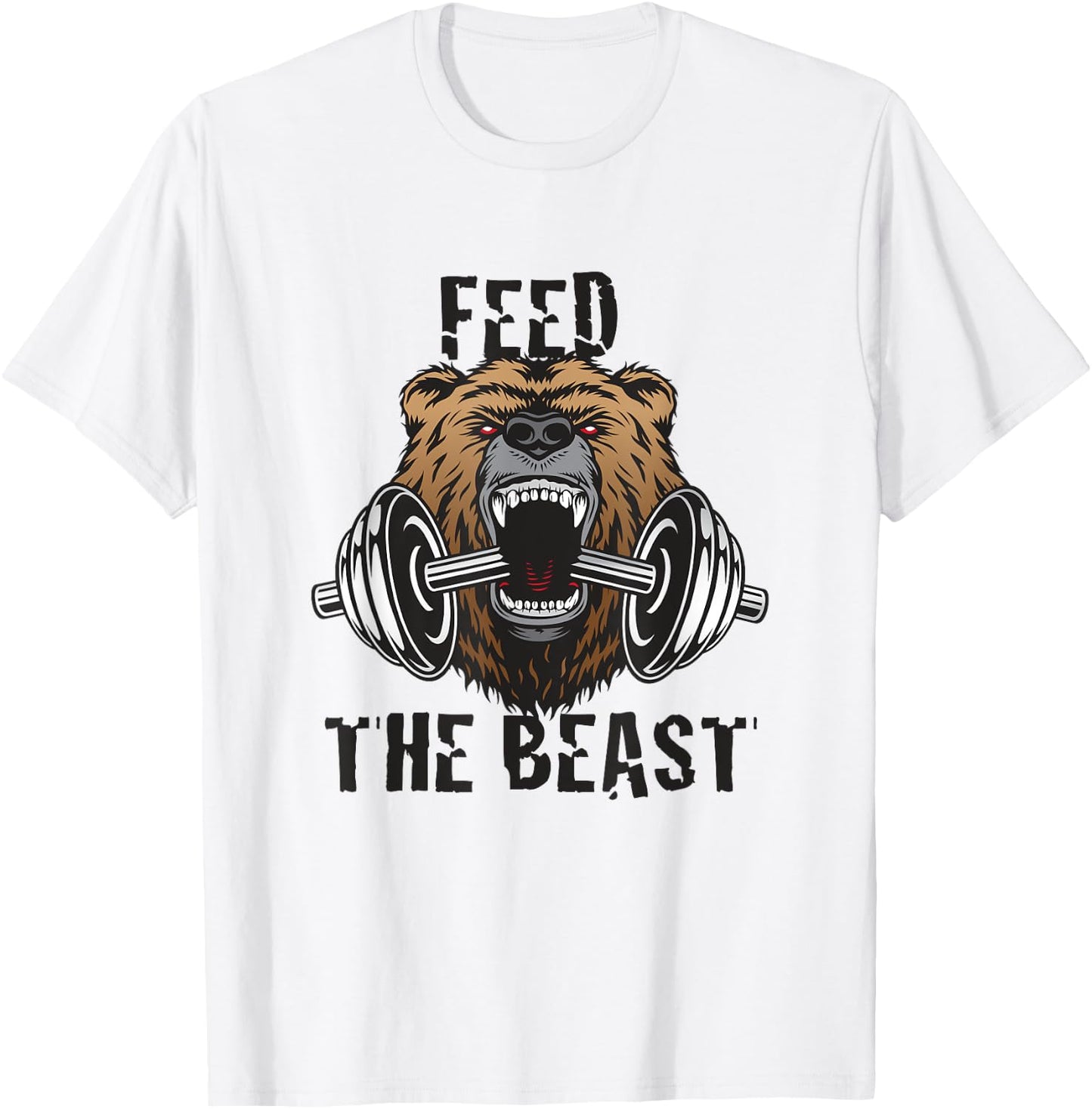 Fitness Motivational Feed The Beast Gym Workout T-Shirt - T-Shirt | White