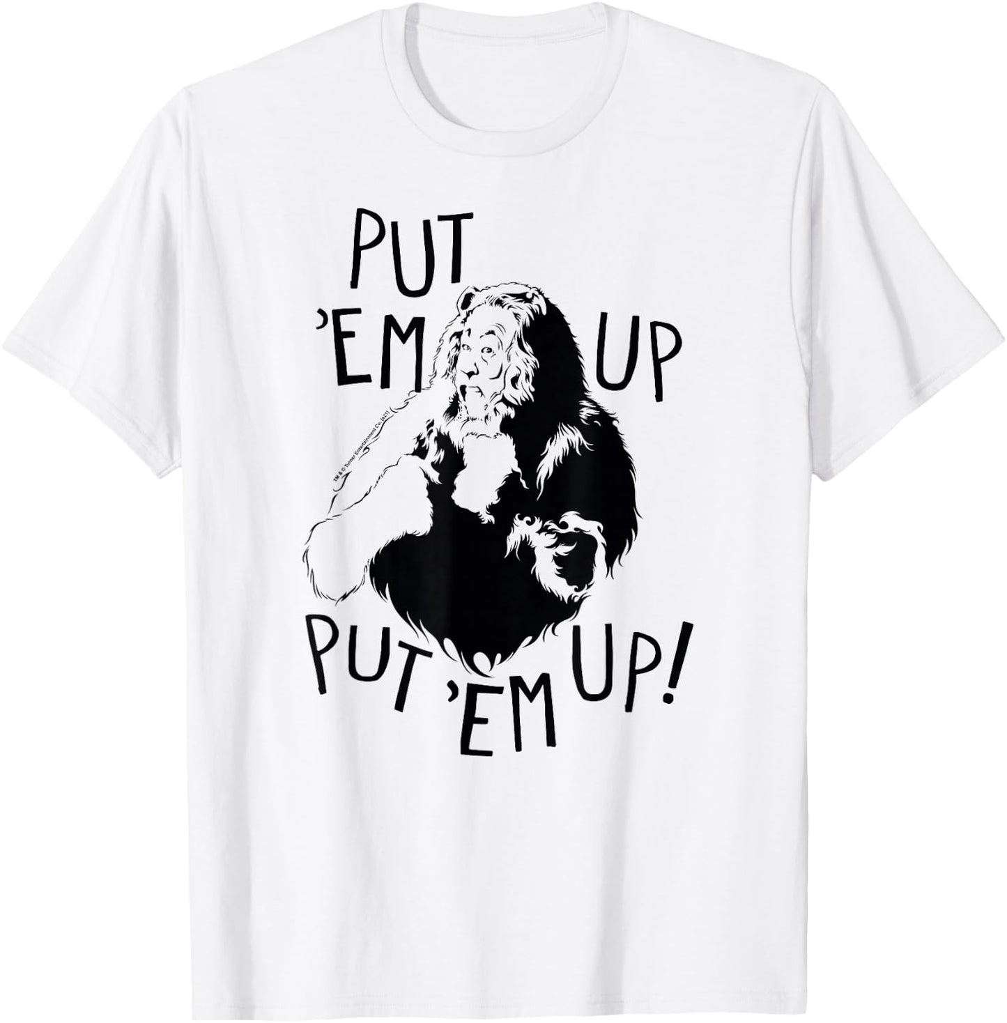 Wizard of Oz Cowardly Lion Put Em Up Fight Pose Retro Movie T-Shirt - T-Shirt | White