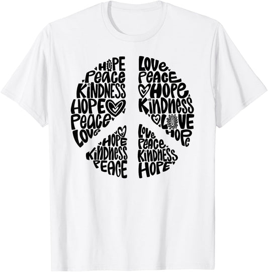 PEACE LOVE Shirt 60s 70s Tie Dye Hippie Halloween Costume T-Shirt - T-Shirt | White