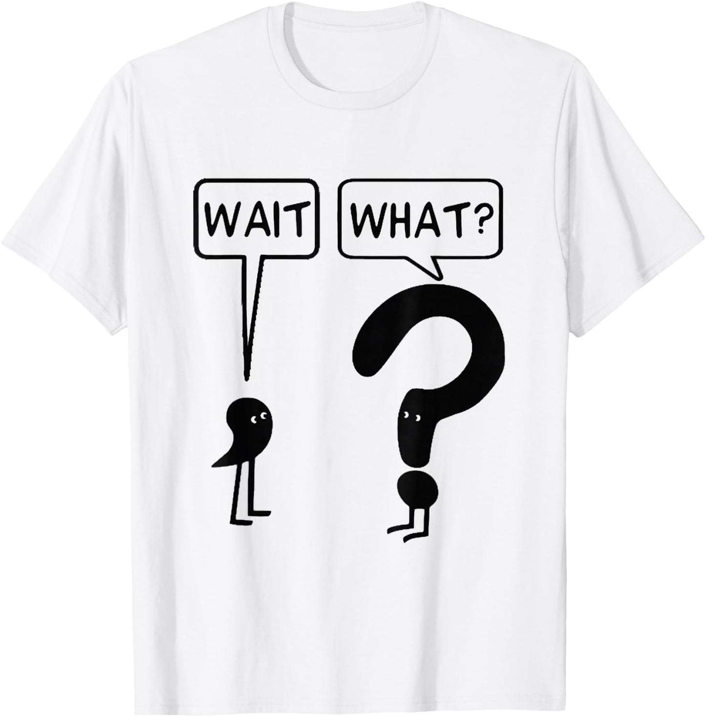 Wait What Funny Grammar Questioning Punctuation T-Shirt - T-Shirt | White