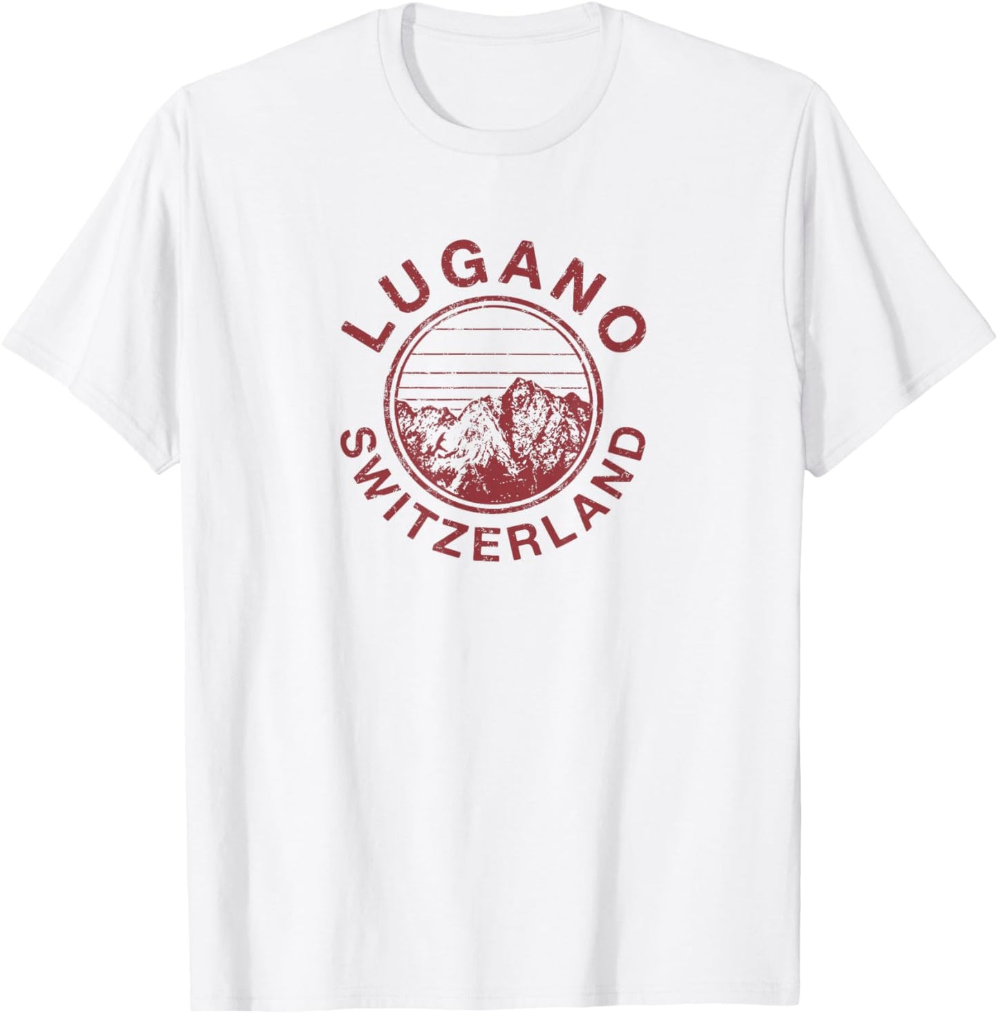 Switzerland Lugano Vintage Ski Retro T-Shirt - T-Shirt | White
