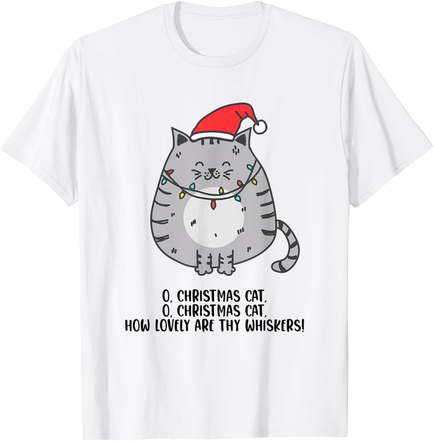 O Christmas Cat Funny Holiday Tree Carol Cat Lovers White T-Shirt - T-Shirt | White