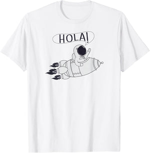 Hola Rocket Astronaut - Spanish Foreign Language T-Shirt - T-Shirt | White