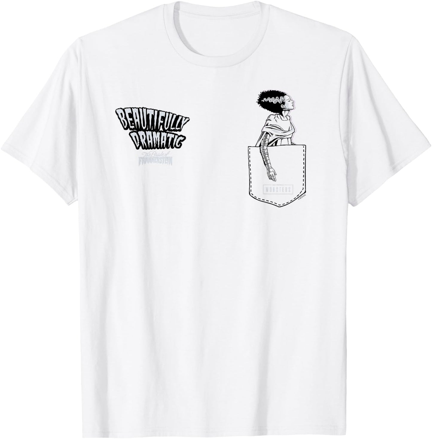 Universal Monsters Bride Beautifully Dramatic Pocket T-Shirt - T-Shirt | White