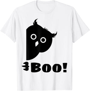 Boo! | Funny Owl Lover Shirt Hiding Peekaboo Halloween Owl T-Shirt - T-Shirt | White