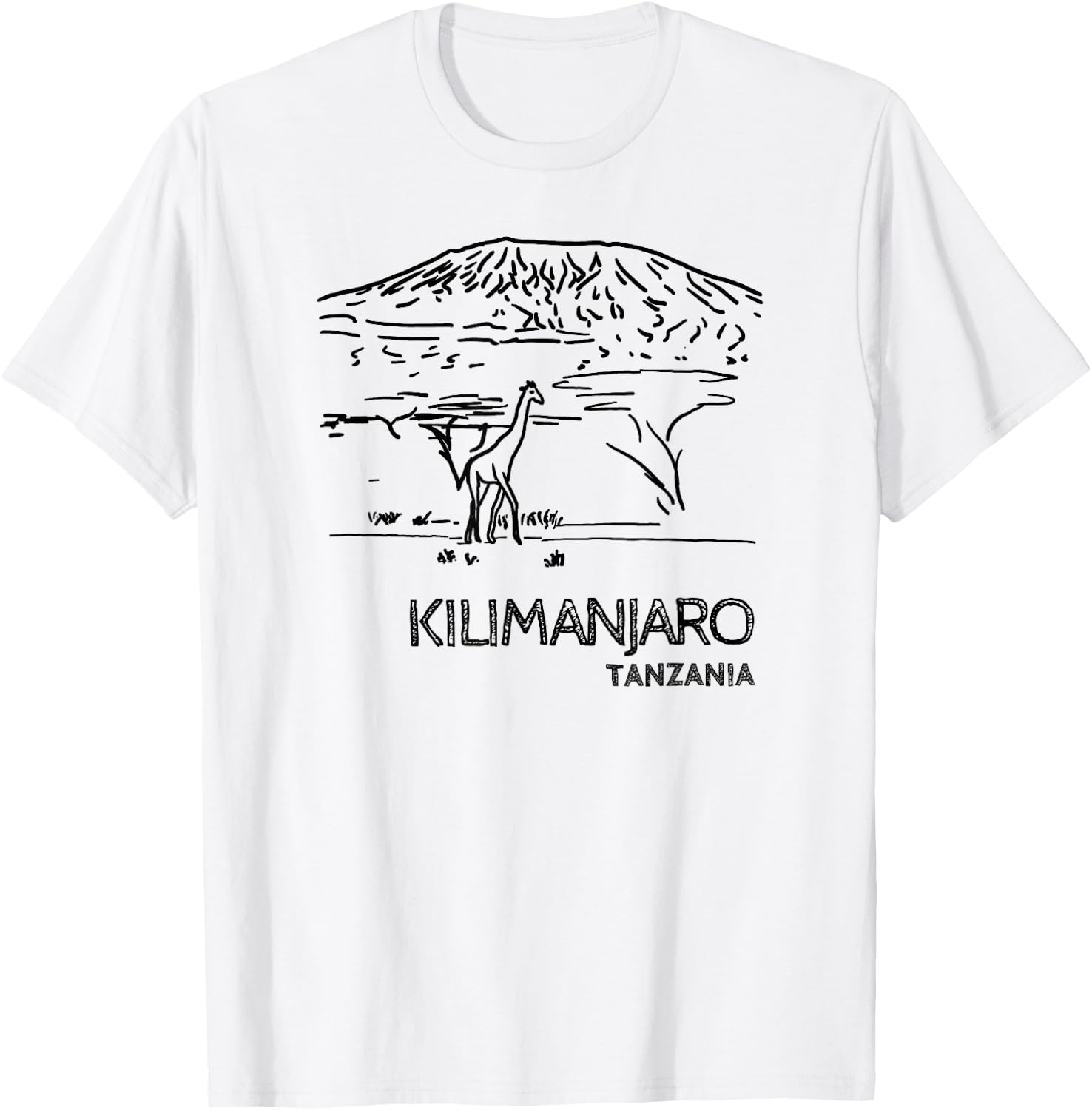 Kilimanjaro Tanzania Africa and Giraffe Mountain Hiking T-Shirt - T-Shirt | White