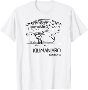 Kilimanjaro Tanzania Africa and Giraffe Mountain Hiking T-Shirt - T-Shirt | White