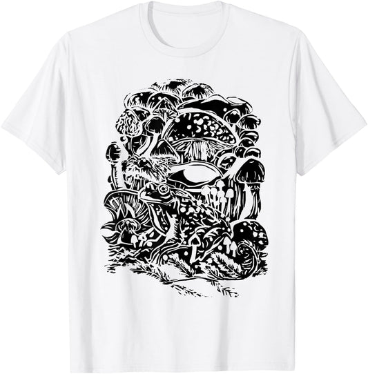 Cottagecore Aesthetic Frog Mushroom Goblincore Short Sleeve T-Shirt - T-Shirt | White