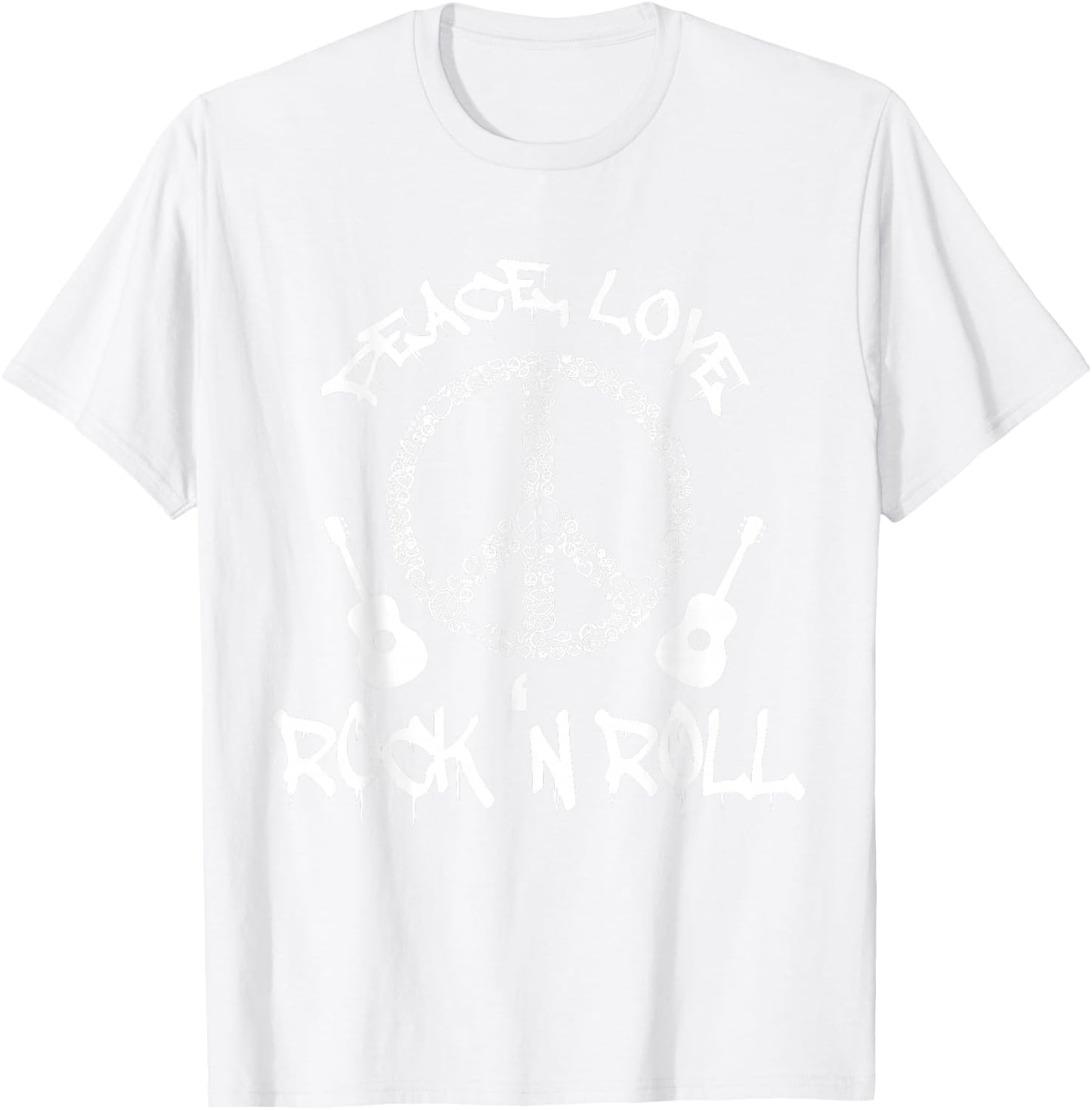 Funny Rock 'n Roll Gift Peace Love and Rock 'n Roll T-Shirt - T-Shirt | White