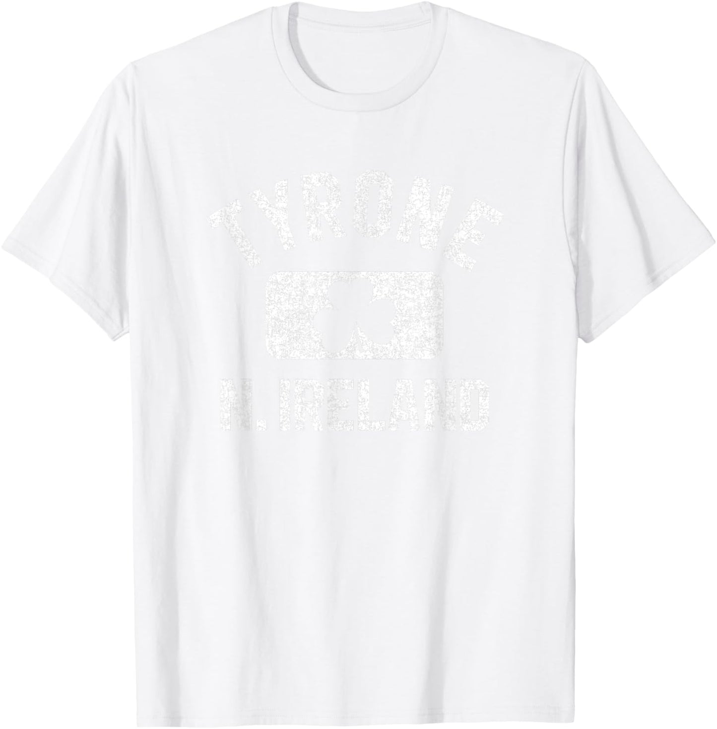 Tyrone N. Ireland Gym Style Green w Distressed White Print T-Shirt - T-Shirt | White