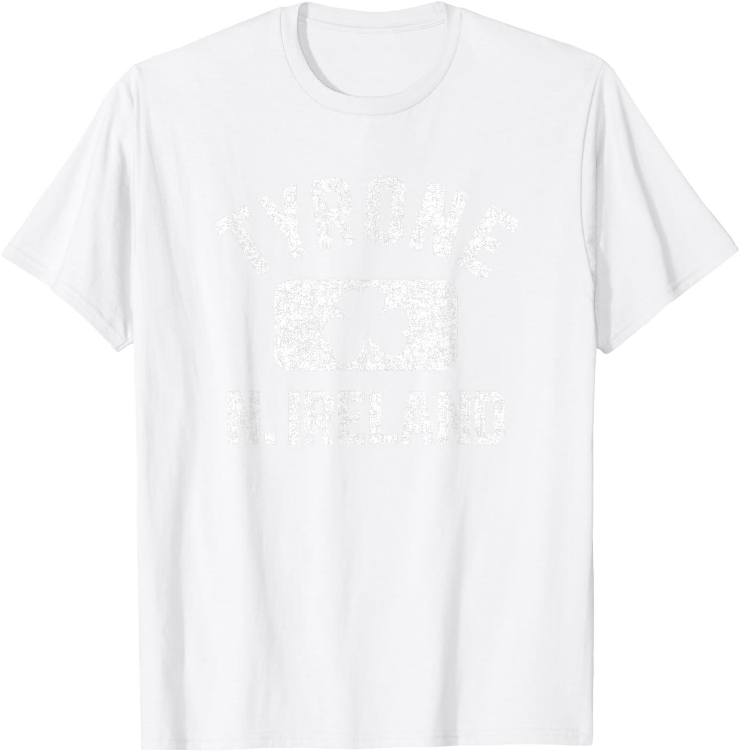 Tyrone N. Ireland Gym Style Green w Distressed White Print T-Shirt - T-Shirt | White