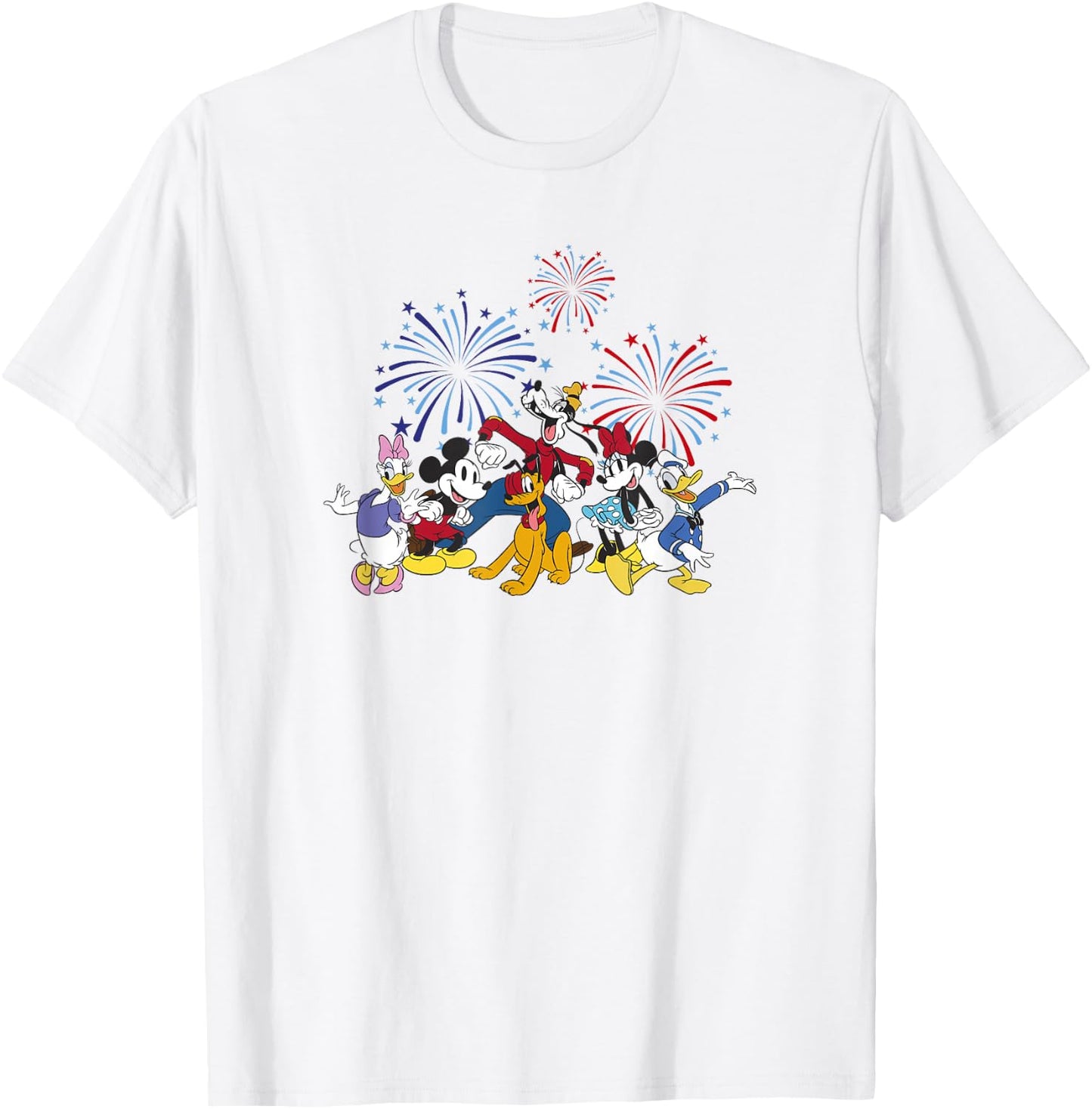 Disney Mickey Classic 4th of July Vintage Fireworks Crew T-Shirt - T-Shirt | White