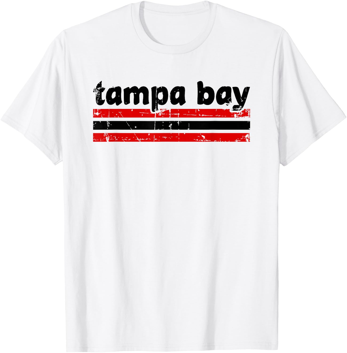 Tampa Bay Florida Three Stripe Vintage Weathered T-Shirt - T-Shirt | White