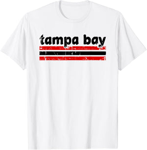 Tampa Bay Florida Three Stripe Vintage Weathered T-Shirt - T-Shirt | White