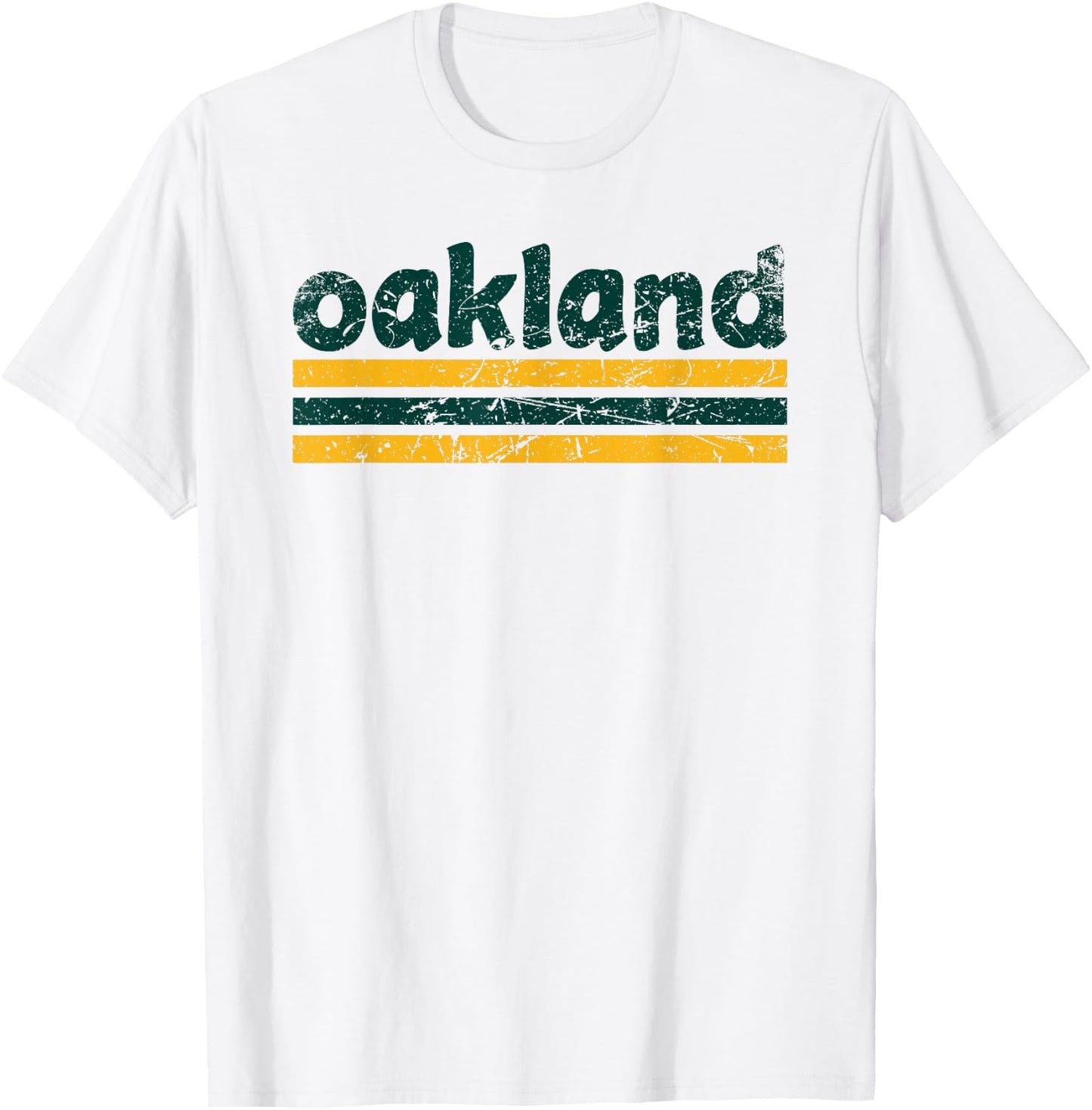 Oakland California Three Stripe Vintage Weathered T-Shirt - T-Shirt | White