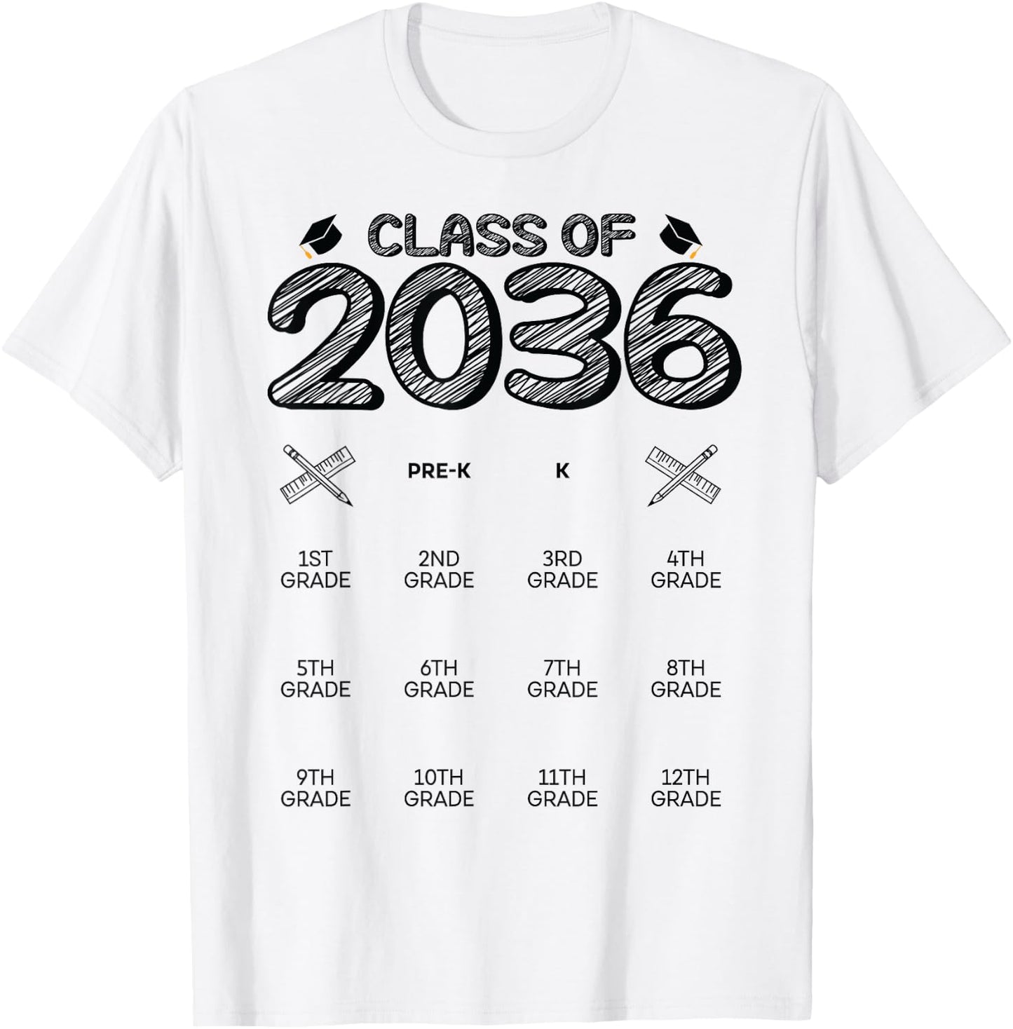 Class of 2036 Grow With Me T-Shirt - T-Shirt | White