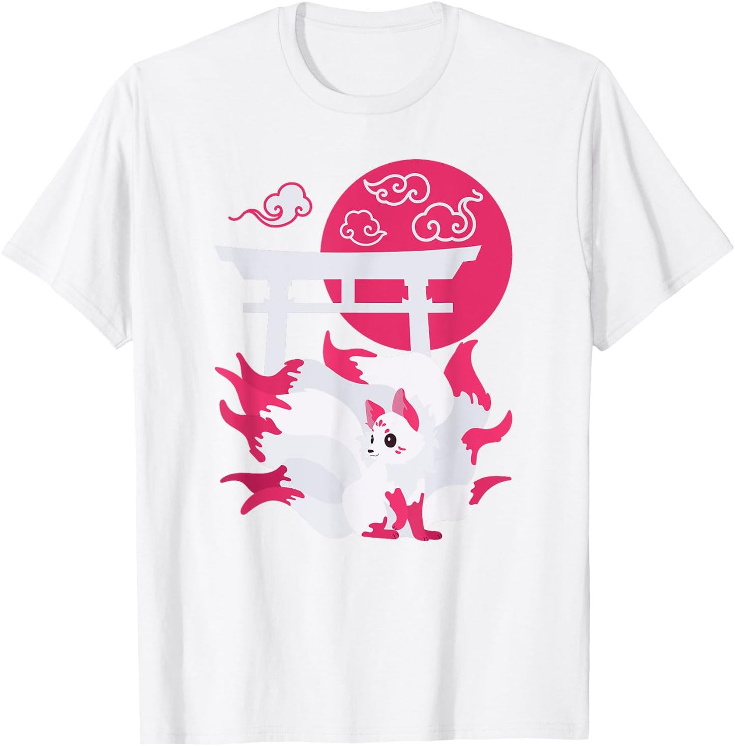 Nine-tailed Fox Kitsune Japanese Anime T-Shirt - T-Shirt | White