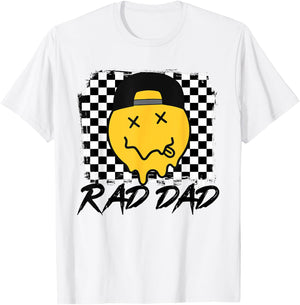Rad Dad Funny Checkered Father's Day Smile Face T-Shirt - T-Shirt | White
