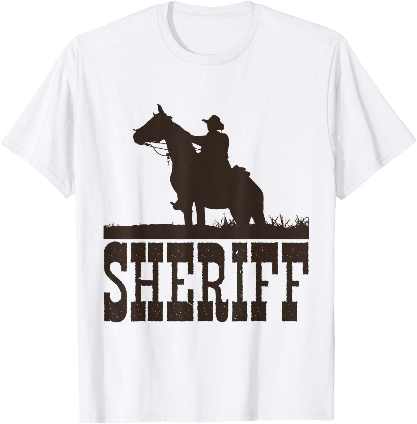 Cowboy Sheriff T Shirt , Horse Rider Western Cool Shirt T-Shirt - T-Shirt | White