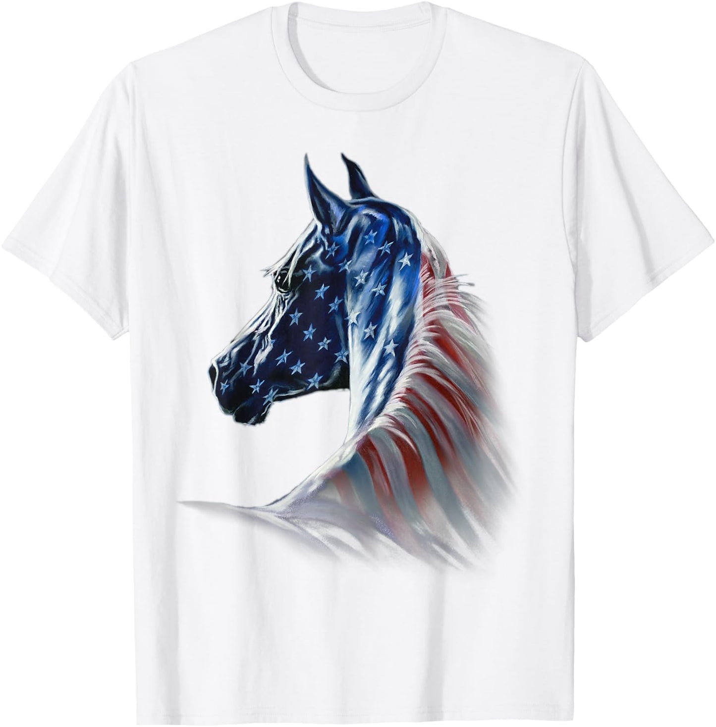 Patriotic Horse American Flag 4th Of July Independence Day T-Shirt - T-Shirt | White