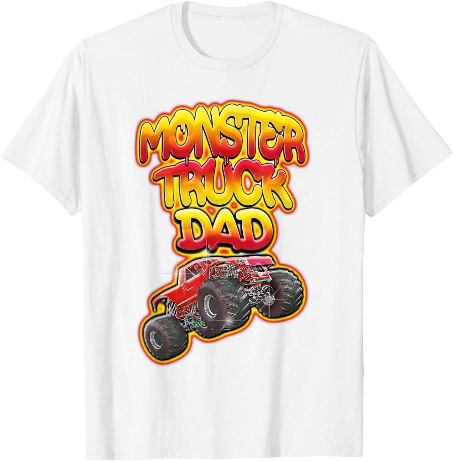 Monster Truck Dad Hot Red Graffiti Style Funny T-Shirt - T-Shirt | White