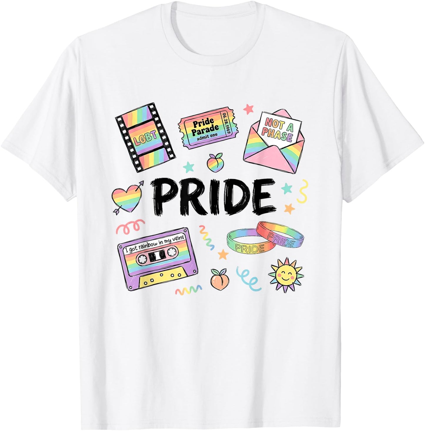 Pride Month Pastel Rainbow LGBTQ Support Gay Lesbian Ally T-Shirt - T-Shirt | White