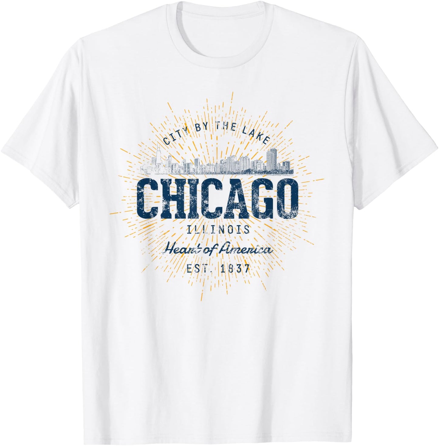 Vintage Retro Style Chicago T-Shirt - T-Shirt | White