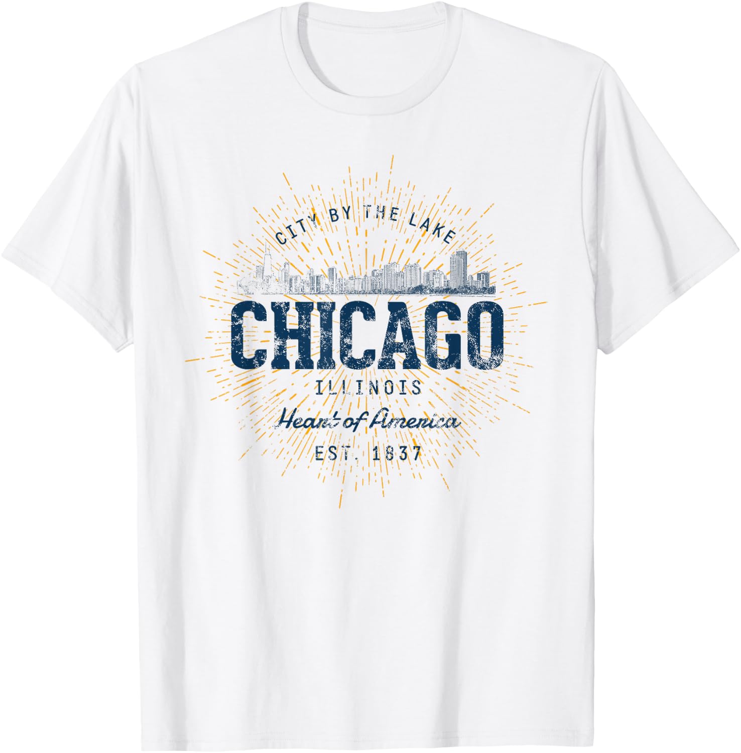 Vintage Retro Style Chicago T-Shirt - T-Shirt | White