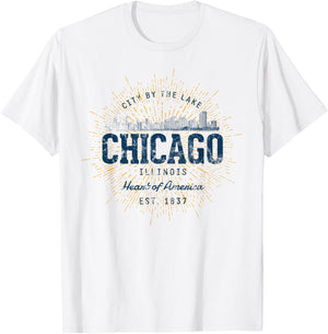 Vintage Retro Style Chicago T-Shirt - T-Shirt | White